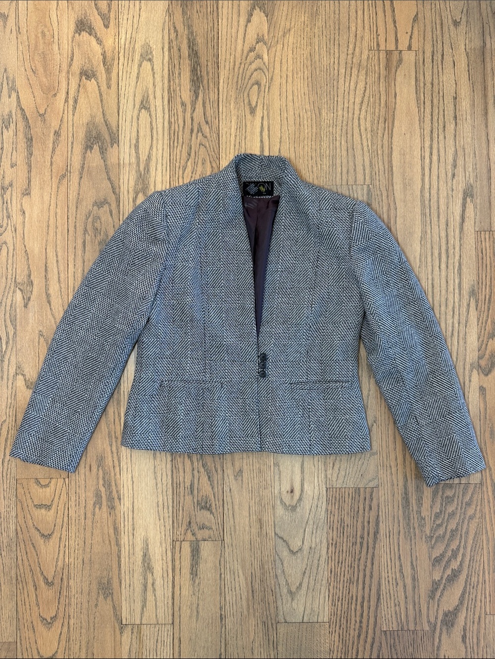 Dillon Women’s Vintage Wool Blend Blazer Black and White Tweed Jacket Size 7/8